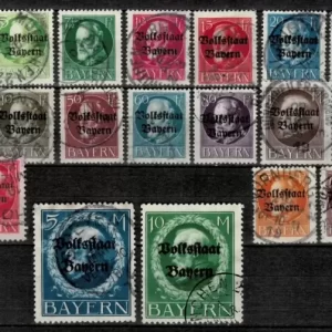 Bavaria/Bayern year 1919 Mi 116 IIA -132IIA & 134/135IIA Used set