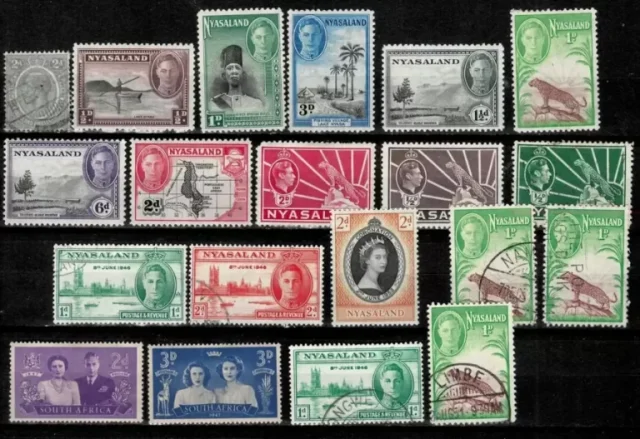 British Nyasaland 1910 - 1940 MH lot of postage stamps