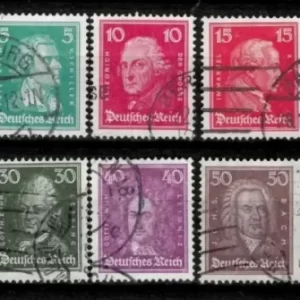 German empire 1926/27 Famous Germans used set stamps