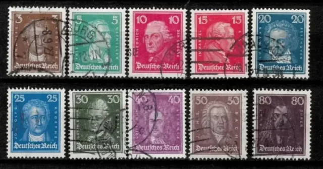 German empire 1926/27 Famous Germans used set stamps