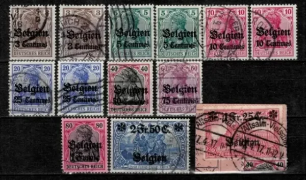 German Occupation Belgium year 1914 set stamps Used