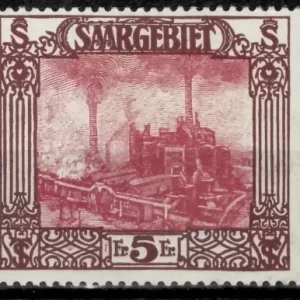 Germany year 1922 Saar - Saargebeit 5 Fr stamp