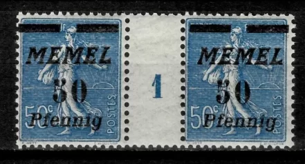 Germany Memel / Lithuania 1920 50pf /50c MNH pair of stamps