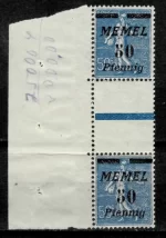 Germany Memel / Lithuania year 1920 50pf /50c MNH pair stamps