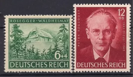 Germany year 1943 Peter Rosegger -stamps full set