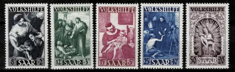 Saar year 1949 stamps Charity Volkshilfe Complete set