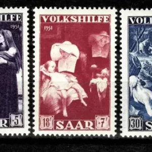 Saarland year 1951 Charity Stamps - Paintings ☀ MLH set