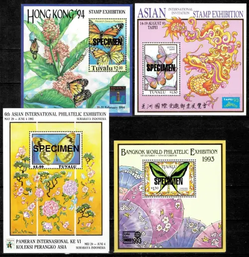 Tuvalu year 1993 stamps - Insects Butterflies Specimen set