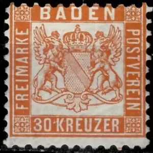 Baden year 1862 stamp 30 Kr Unused mint hinged