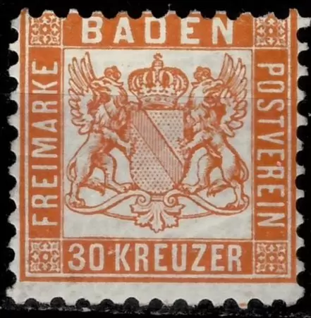 Baden year 1862 stamp 30 Kr Unused mint hinged