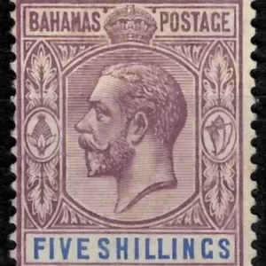 Bahamas year 1912 stamp 5 shillings