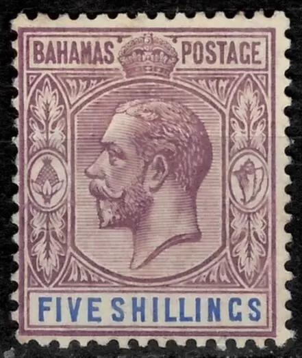 Bahamas year 1912 stamp 5 shillings