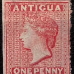 British Antigua year 1867 stamp One Penny sg.7 ☀ Mint hinged