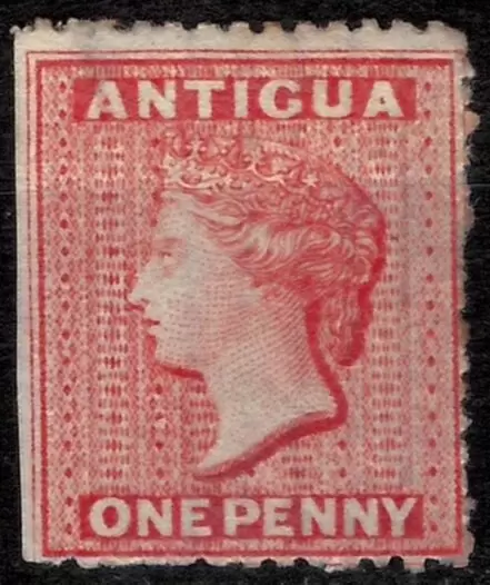 British Antigua year 1867 stamp One Penny sg.7 ☀ Mint hinged