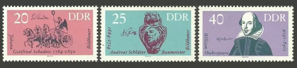 DDR Germany Stamps 1964 Famous people / Shakespeare, Schadow, Baumesis