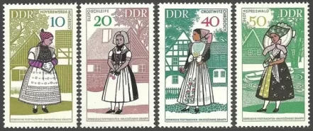 DDR Germany Stamps 1968 - Folk Costumes complete set MNH**