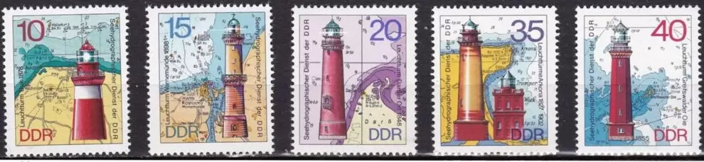 DDR Germany Stamps year 1974 - Architecture / Lighthouses complete set MNH**