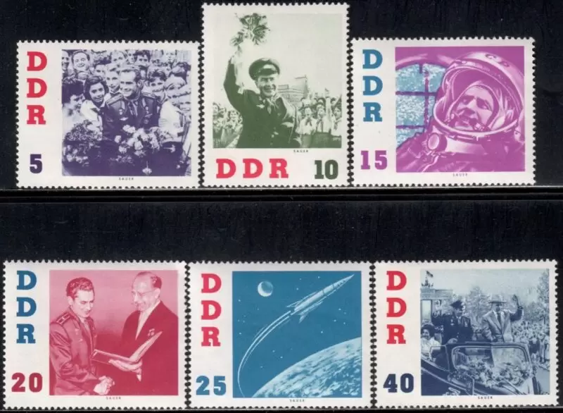 DDR Germany year 1961 stamps - Titov's Visit to DDR - Cosmonaut full set