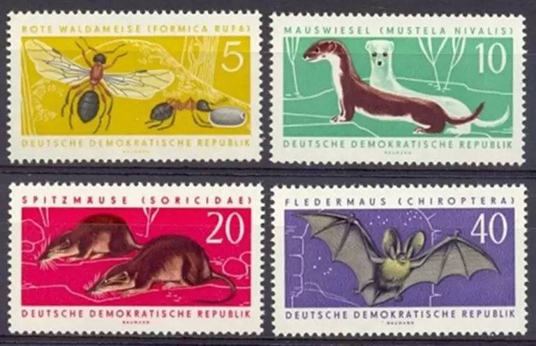 DDR Stamps year 1962 Fauna/ Ants / Bats / Bee set