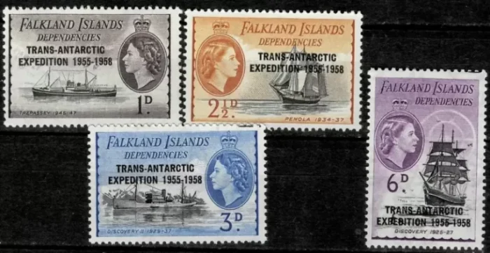 Falkland Islands Dependencies year 1956 stamps set Trans-Antarctic Expedition