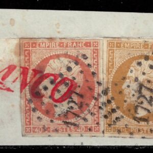 France year 1853 - Napoléon III Letter cut with 3-color franking