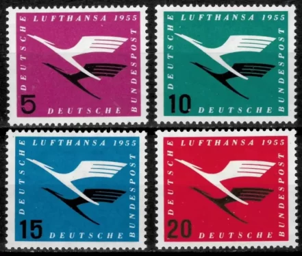 Germany BRD 1955 Lufthansa stamps set