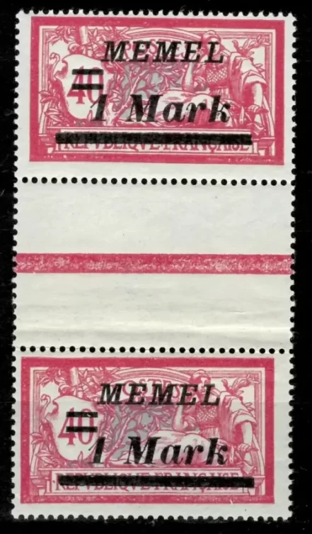 Germany Memel / Lithuania year 1922 stamps 1m /40c MNH pair