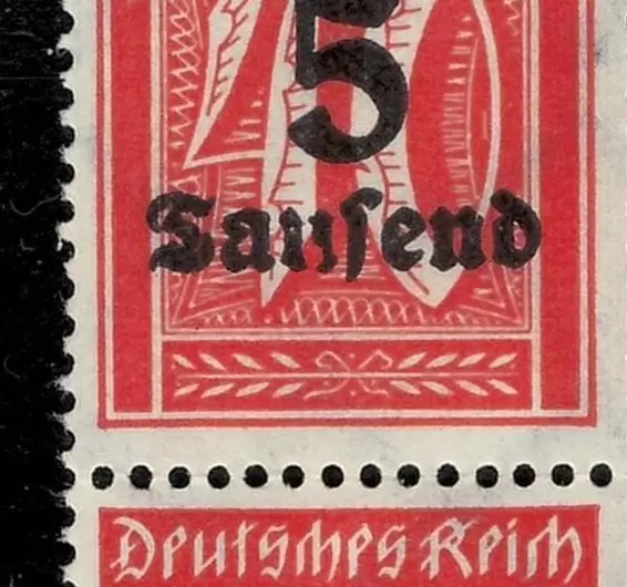 Germany Weimar Republic 1923 5t/40 block with overprint error