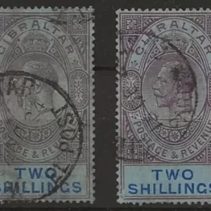 Gibraltar 1924 2 shillings postage stamps