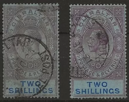 Gibraltar 1924 2 shillings postage stamps