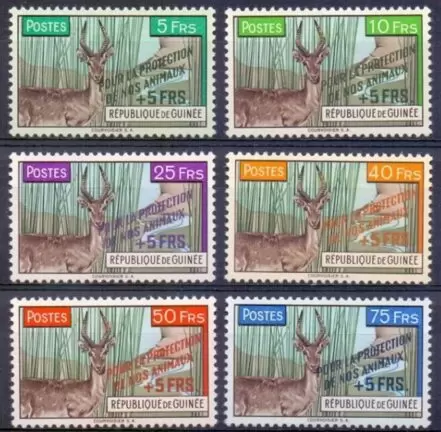 Guinea 1961 stamps Protection of Wildlife deer set