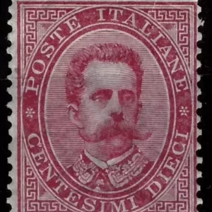 Italy year 1879 stamp - 10 c Red / King Umberto