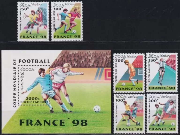 Laos 1998 Soccer World Cup France postage stamps set