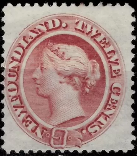 Newfoundland year 1866 stamp 12 c Brownish red QV