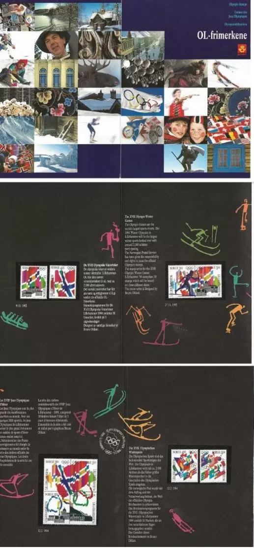 Norway Folder Olympic Stamps 1992 – 1993 Olympic winter games, Lillehammer