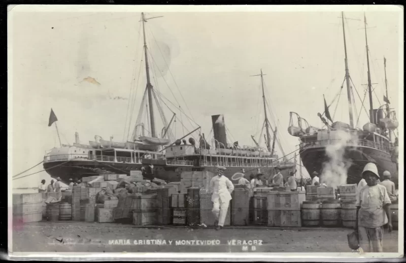 Old Postcard 1919 Ships – Veracruz / Montevideo