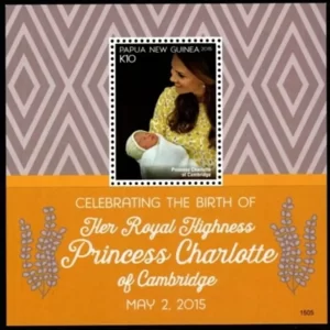 Papua New Guinea year 2015 stamp Royal Birth of Princess Charlotte MSS ☀ MNH**