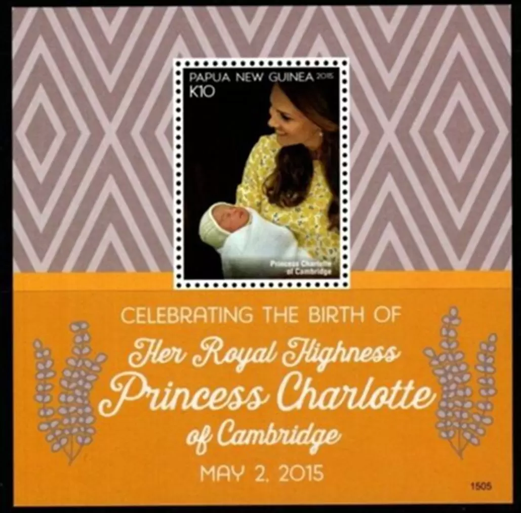 Papua New Guinea year 2015 stamp Royal Birth of Princess Charlotte MSS ☀ MNH**