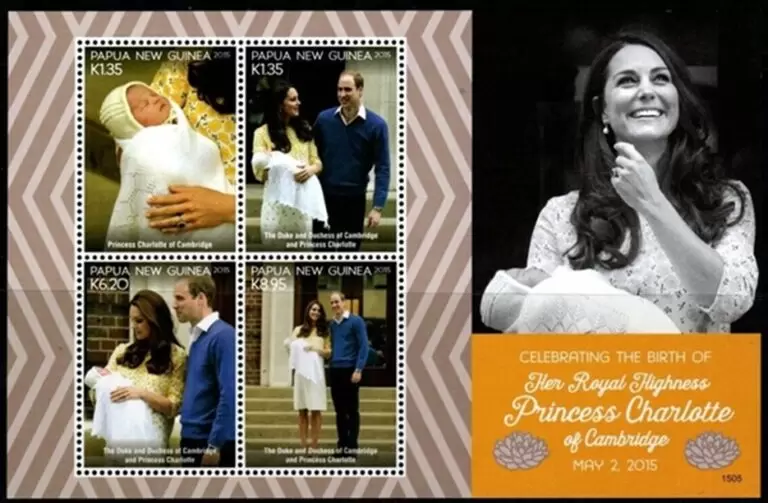 Papua New Guinea year 2015 stamps Royal Birth of Princess Charlotte ☀ MNH