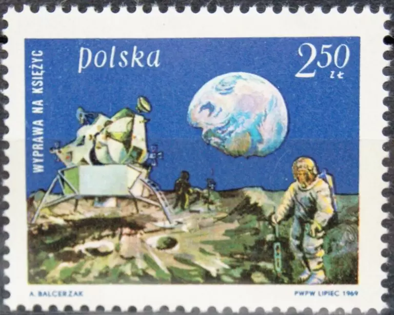 Poland year 1969 stamps Landing Module on Moon Moon MNH