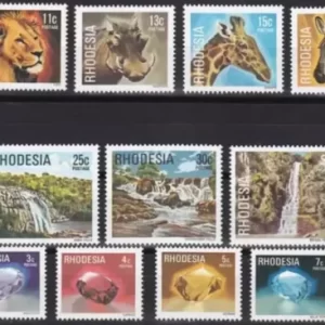 Rhodesia year 1978 MNH set Rhodesia Fauna Minerals postage stamps