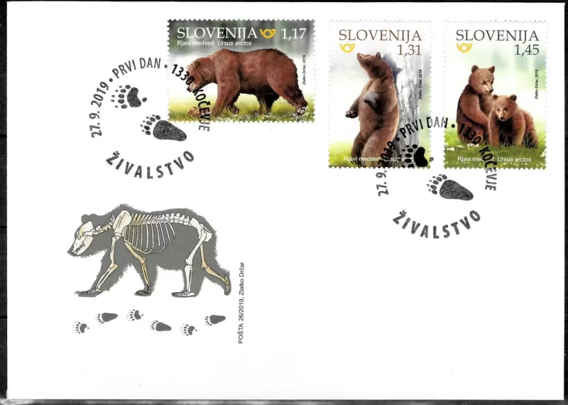 Slovenia year 2019 stamps Animals Brown Bear set