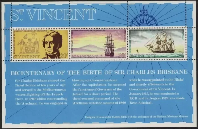 St. Vincent 1972 Ships Sir Charles Brisbane postage stamps