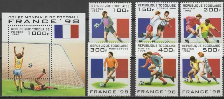 Togo 1998 Soccer – World Cup France postage stamps set