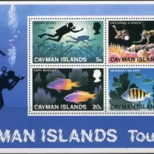 Cayman Islands year 1977 stamps Tropical reef - Underwater sports