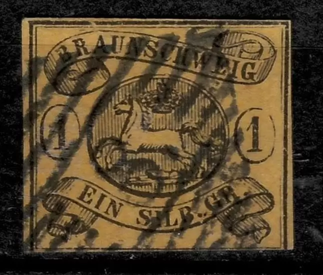 German State Braunschweig year 1853 1 sgr used stamp