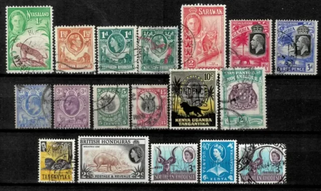 Great Britain colonies / Fauna 1900-1950 Used lot stamps