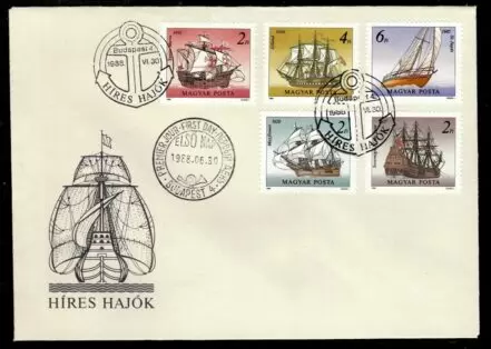 Hungary 1988 Ships Santa Maria, Mayflower Jylland / FDC stamps