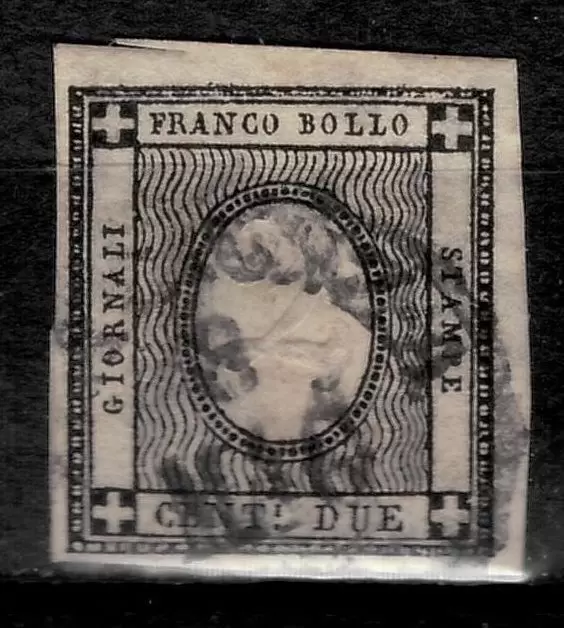 Italy / Sardinia year 1861 ☀ 2c Grigio Chiaro Used stamp