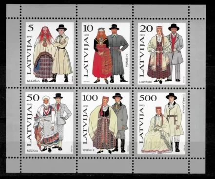 Latvia year 1993 Traditional Costumes stamps set MNH **